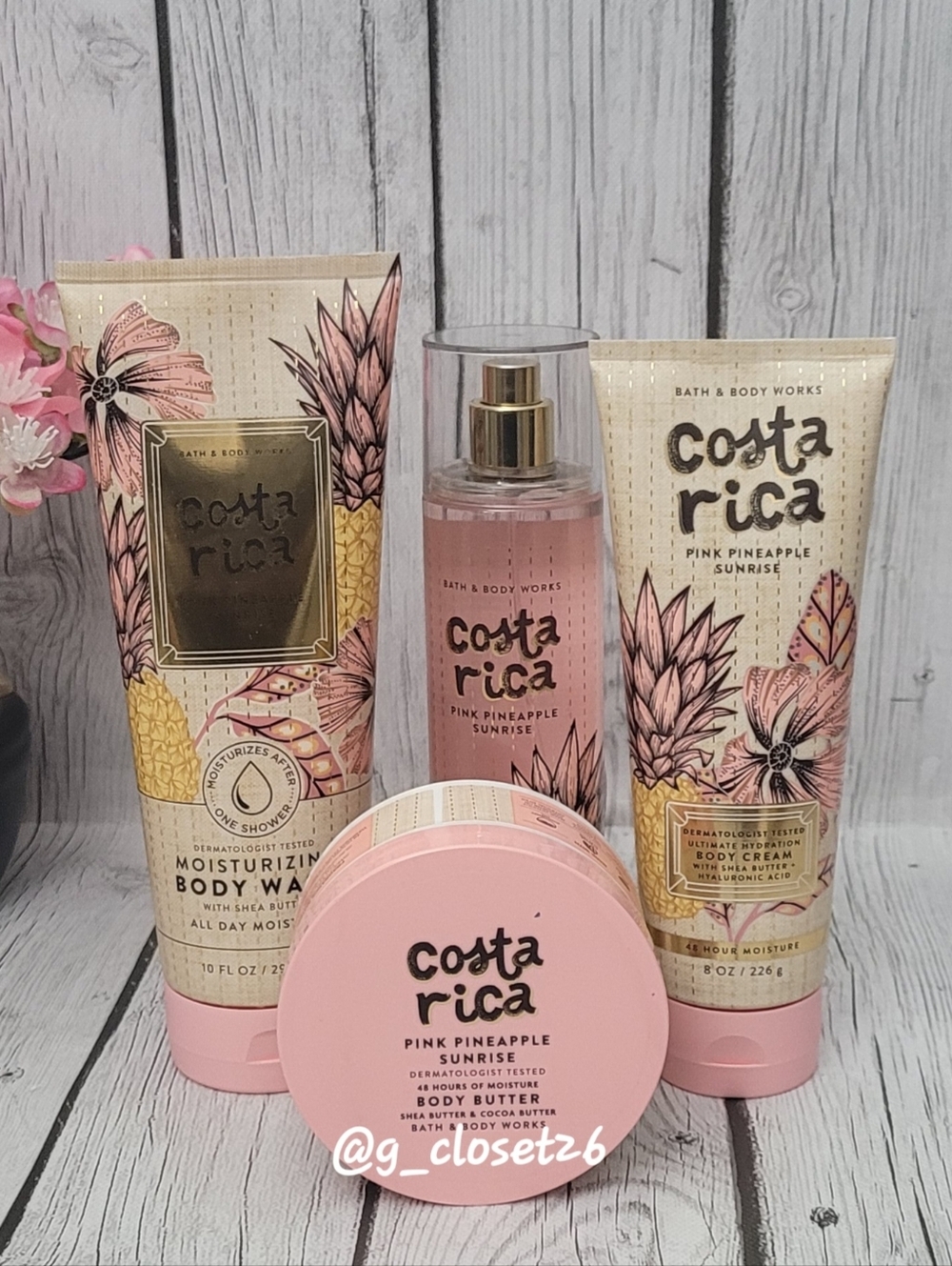 Costa Rica Pink Pineapple Sunrise Pink Bath Body Works Set, 4pc